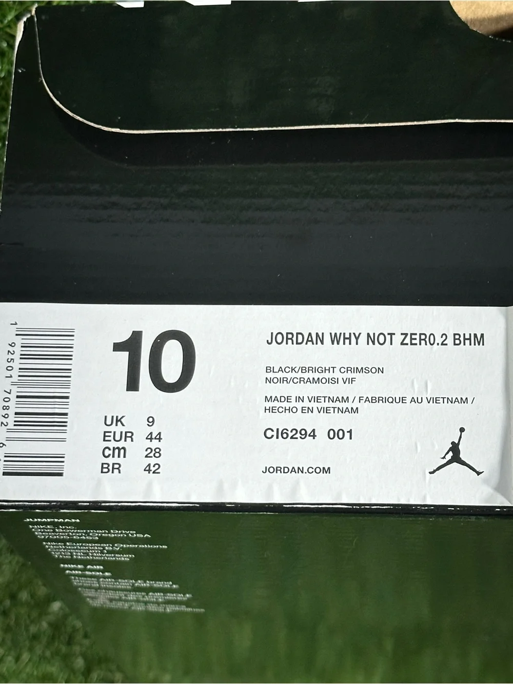 JORDAN WHY NOT ZERO.2, BLACK/ MULTICOLOR/ WHITE, SIZE 10 MENS, CI6294-001 , NEW